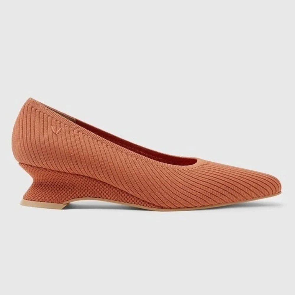 VIVAIA Pointed Toe Striped Wedge Flats Orange Women's EU/35 US/5 Comfort Shoes